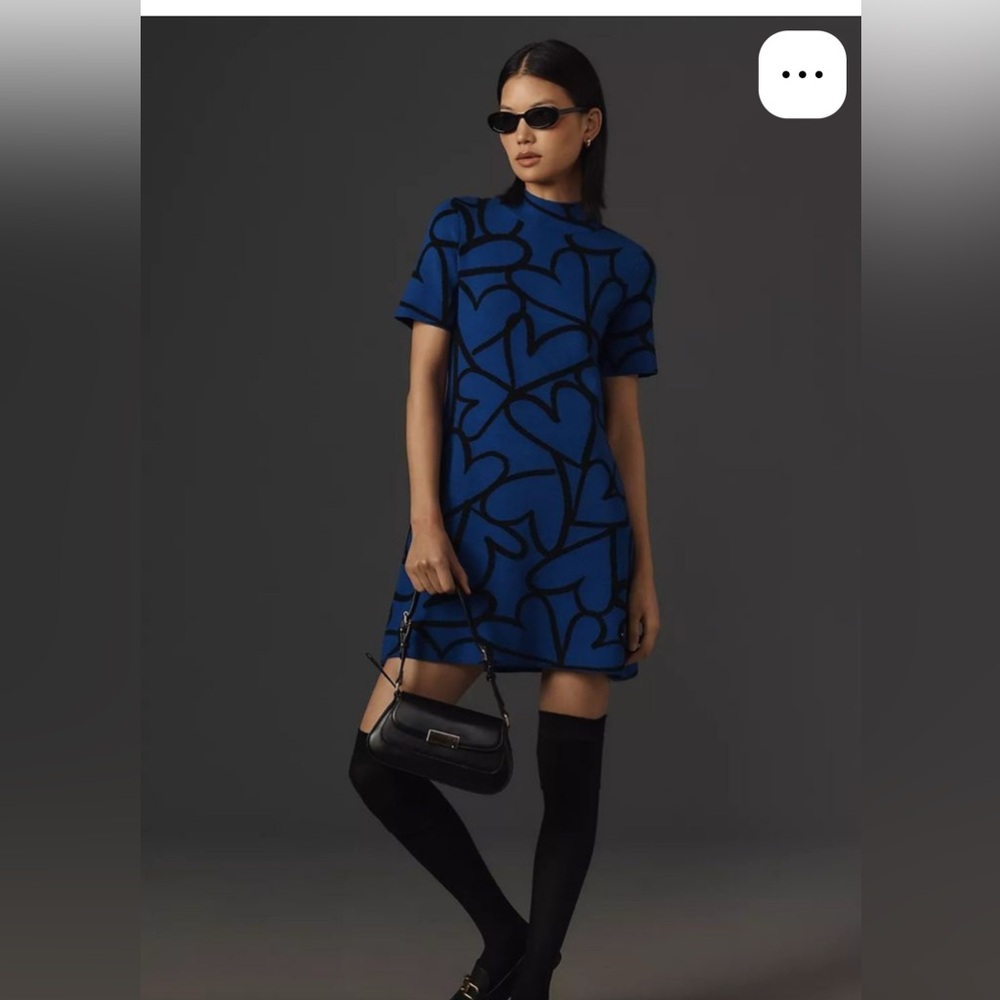 Anthropologie Blue and Black Mini Dress